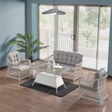 Evdemo Icon 2+1+1 Cam Masalı Rattan Bahçe Balkon Oturma Takımı Kemik