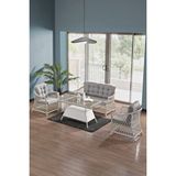 Evdemo Icon Rattan Bahçe Balkon Oturma Takımı 2+1+1+camlı Masa Kemik Rengi Naturel
