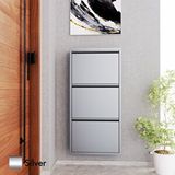 Evdemo Kilitli 3 Kapaklı Metal Ayakkabılık Silver Gümüş
