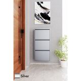 Evdemo Kilitli 3 Kapaklı Metal Ayakkabılık Silver Gümüş