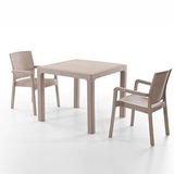 Evdemo King 2 Kişilik Rattan Masa Sandalye Takımı Cappuccino Gri