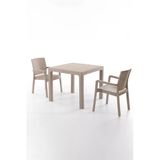 Evdemo King 2 Kişilik Rattan Masa Sandalye Takımı Cappuccino