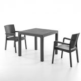 Evdemo King 2 Kişilik Rattan Masa Sandalye Takımı Siyah