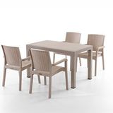 Evdemo King 4 Kişilik Rattan Masa Sandalye Takımı Cappuccino Bej