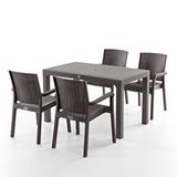 Evdemo King 4 Kişilik Rattan Masa Sandalye Takımı Kahve Siyah