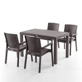 Evdemo King 4 Kişilik Rattan Masa Sandalye Takımı Kahve