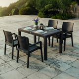 Evdemo King 4 Kişilik Rattan Masa Sandalye Takımı Siyah