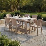 Evdemo King 6 Kişilik Rattan Masa Sandalye Takımı Cappuccino
