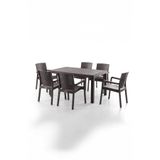 Evdemo King 6 Kişilik Rattan Masa Sandalye Takımı Kahve