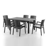 Evdemo King 6 Kişilik Rattan Masa Sandalye Takımı Siyah