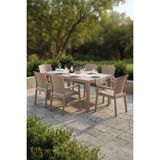 EVDEMO King Rattan Masa Sandalye Takımı Cappuccino 6 Kişilik Polypropylene Dış Mekan Uyumlu
