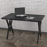 Evdemo Koza Çalışma Masası Mermer - Y: 72 cm D: 65 cm G: 120 cm - Siyah - Beyaz