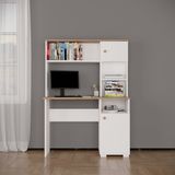 EVDEMO Meta Çalışma Masası Modern Tasarım Atlantik Çam Beyaz Suntalam Malzeme 1 Çekmeceli - 110x150 - Atlantik Çam - Beyaz