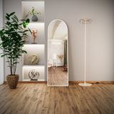 EVDEMO Pamir Beyaz Metal Çerçeveli Ayaklı Oval Boy Aynası 180X50 cm - 180 x 50 cm
