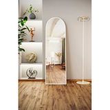 Evdemo Pamir Beyaz Metal Çerçeveli Ayaklı Oval Boy Aynası 180x50 Cm