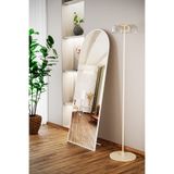 Evdemo Pamir Beyaz Metal Çerçeveli Ayaklı Oval Boy Aynası 180x60 Cm