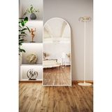 EVDEMO Pamir Beyaz Metal Çerçeveli Ayaklı Oval Boy Aynası 180X70 cm - 180 x 70 cm