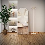 Evdemo Pamir Beyaz Metal Çerçeveli Ayaklı Oval Boy Aynası 180x70 Cm