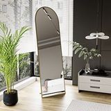 Evdemo Pamir Gold Metal Çerçeveli Ayaklı Oval Boy Aynası 180x50 Cm Altın