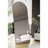 EVDEMO Pamir Gold Metal Çerçeveli Ayaklı Oval Boy Aynası 180X70 cm - Altın - 180 x 70 cm