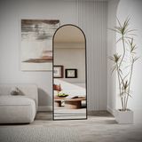 EVDEMO Pamir Siyah Metal Çerçeveli Ayaklı Oval Boy Aynası 180X60 cm - 180 x 60 cm