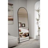 EVDEMO Pamir Siyah Metal Çerçeveli Ayaklı Oval Boy Aynası 180X70 cm - 180 x 70 cm