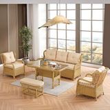 Evdemo Paris Rattan Puflu Bahçe Balkon Takımı 3+1+1 Cam Masalı Cappuccino Cordoba