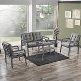 Evdemo Rio 2+1+1 Cam Masalı Rattan Bahçe Balkon Oturma Takımı Gri