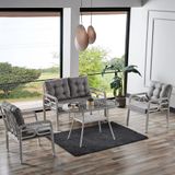 Evdemo Rio 2+1+1 Cam Masalı Rattan Bahçe Balkon Oturma Takımı Kemik