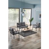EVDEMO Saye Metal Bahçe Balkon Oturma Takımı 2+1+1+Orta Sehpa Antrasit