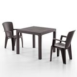 Evdemo Side 2 Kişilik Rattan Masa Sandalye Takımı Kahve Siyah