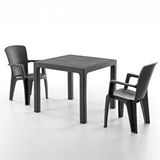 Evdemo Side 2 Kişilik Rattan Masa Sandalye Takımı Siyah