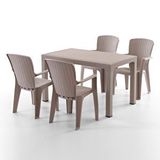 Evdemo Side 4 Kişilik Rattan Masa Sandalye Takımı Cappuccino