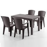 Evdemo Side 4 Kişilik Rattan Masa Sandalye Takımı Kahve Siyah