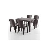 Evdemo Side 4 Kişilik Rattan Masa Sandalye Takımı Kahve