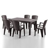 Evdemo Side 6 Kişilik Rattan Masa Sandalye Takımı Kahve
