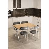 Evdemo Trend 4 Kişilik Mutfak Masa Takımı Atlantik Çam-Gri-Beyaz 120x80x75 cm