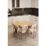 Evdemo Trend 4 Kişilik Mutfak Masa Takımı Atlantik Çam-Krem-Kahve 120x80x75 cm