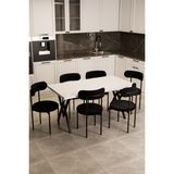 EVDEMO Trend Modern Mutfak Masa Takımı Beyaz-Siyah-Siyah Suntalam Malzeme 6 Kişilik