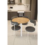 Evdemo Trend Yuvarlak Mutfak Masa Takımı Atlantik Çam-Gri-Beyaz 90x75 cm