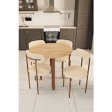Evdemo Trend Yuvarlak Mutfak Masa Takımı Atlantik Çam-Krem-Kahve 90x75 cm