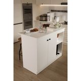 EVDEMO Yıldız Beyaz Mutfak Adası Çok Amaçlı Dolap Masa Modern Tasarım 120x90x60 cm Montajsız Malzeme