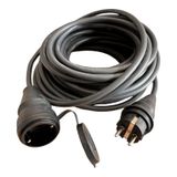 Evden Elektrikli Araba Şarj Uzatma Kablosu Topraklı%100 Bakır 3x2.5mm (SİYAH, 10 METRE)