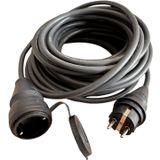 Evden Elektrikli Araba Şarj Uzatma Kablosu Topraklı%100 Bakır 3x2.5mm (SİYAH, 25 METRE)