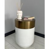 Evdeniste Dekoratif Eskitme Darbuka Parlak Beyaz 60 cm Sehpa