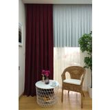 Evdepo Home Bordo Düz Renk Pileli Soft Fon Perde, 1/2,5 Normal Pile, Tek Kanat 50 x 260