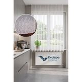 Evdepo Home Eteği Nakışlı Ekru Ütü İstemez Petek Üstü Kısa Tül 1'e 2.5 Normal Pile Kornişe Hazır Salon / Yatak Odası
