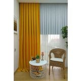 Evdepo Home Hardal Düz Renk Pileli Soft 1-3 Sık Pile Tek Kanat 100x260 cm Fon Perde