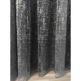 Evdepo Home Taç Katyonik Desen Keten Görünümlü Ekstraforlu Pilesiz Tül Perde Tek Kanat - Koyu Gri 100 x 260 cm