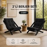 Evdera Mobilya 2li Dinlenme Koltuğu Berjer Balkon Koltuğu Bahçe Kotuğu Tv Sandalyesi - Antrasit